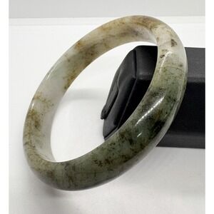 Tested Natural Jadeite Bangle – Green‎ & Brown Earth Tones – 65mm – Thailand